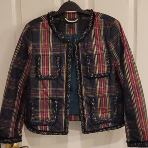 J Crew Quilted Plaid Jacket, Size 12